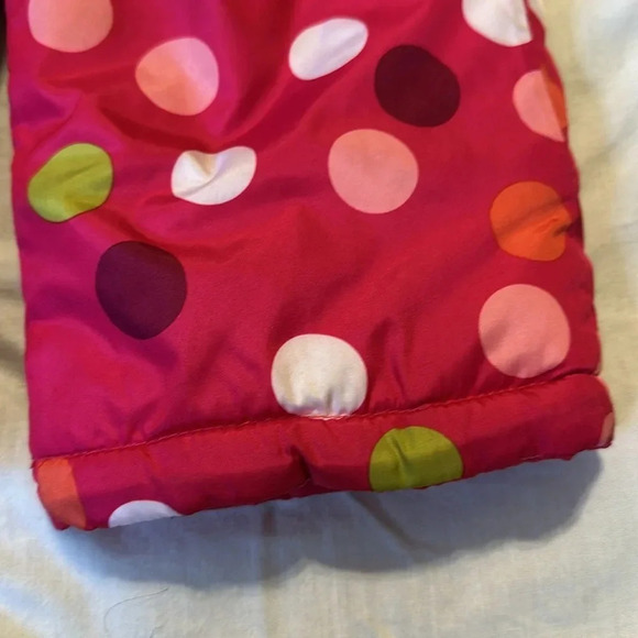 Osh Kosh Pink polka dotted snow overalls 18 months  sledding outdoors - Picture 2 of 6